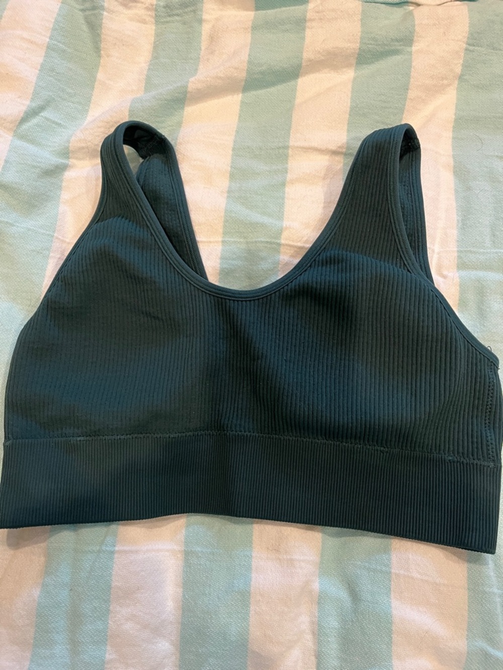 Aerie Ribbed Scoop Neck Forest Green Sports Bra